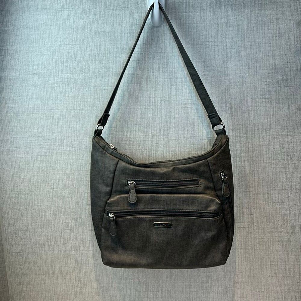 MultiSac Womens Shoulder Bag Purse Gray Multiple Compartments Pockets